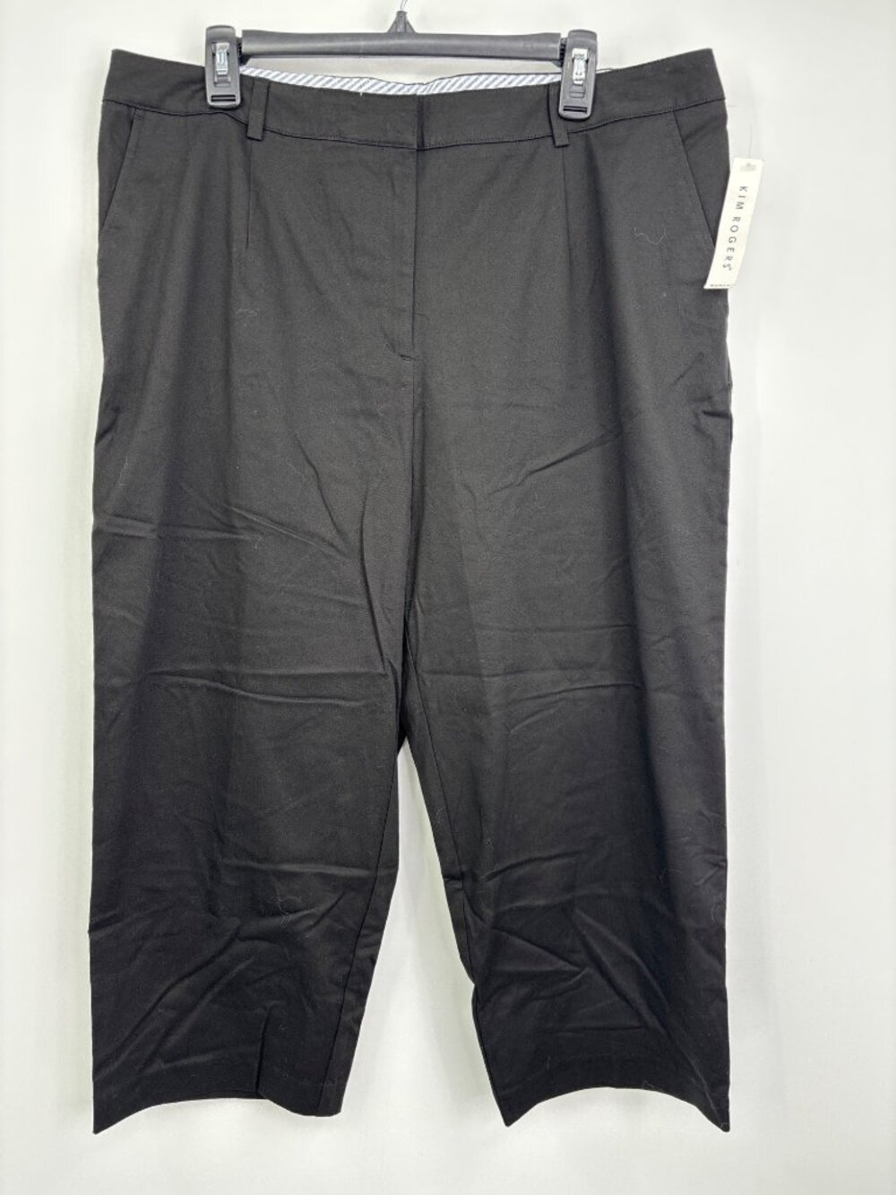 Kim Rogers Woman Cotton Stretch Chino Crop Pant Black Size 16W NEW